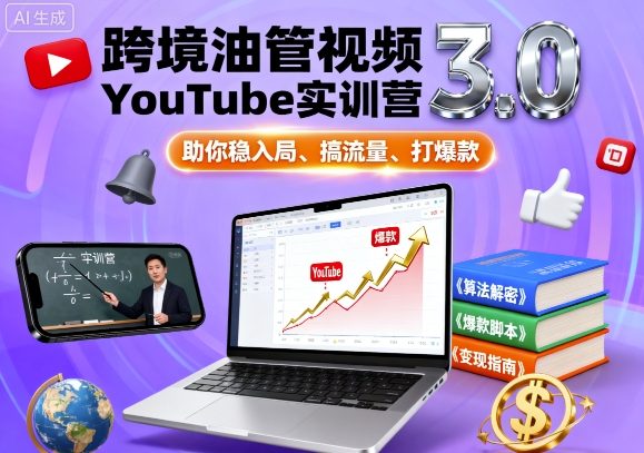 跨境油管视频YouTube实训营3.0，助你稳入局、搞流量、打爆款-云深网创社