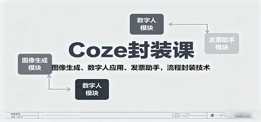 Coze封装课，图像生成、数字人应用、发票助手，流程封装技术-云深网创社
