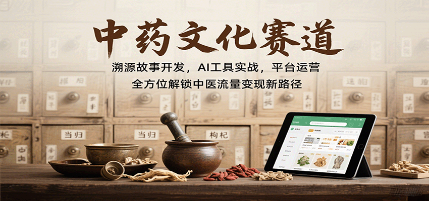 中药文化赛道：溯源故事开发，AI工具实战，平台运营，全方位解锁中医流量变现新路径-云深网创社