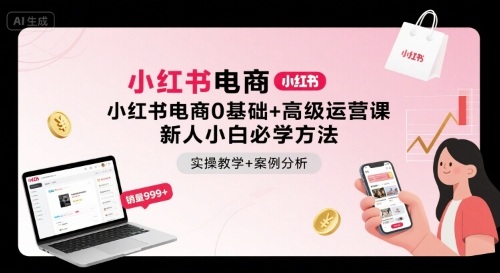 小红书电商0基础+高级运营课，新人小白必学方法，实操教学+案例分析-云深网创社