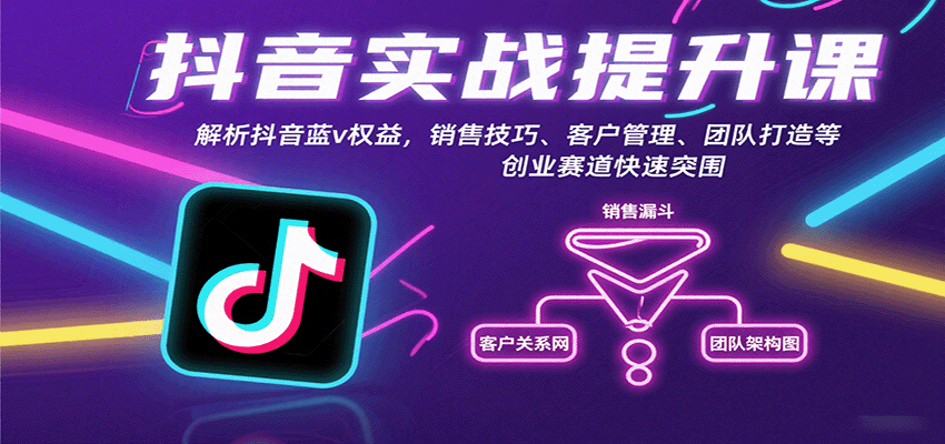抖音实战提升课：解析抖音蓝v权益，销售技巧、客户管理、团队打造等创业赛道快速突围-云深网创社