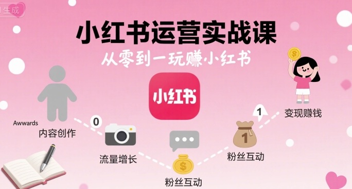 小红书运营实战课，从零到一玩賺小红书-云深网创社
