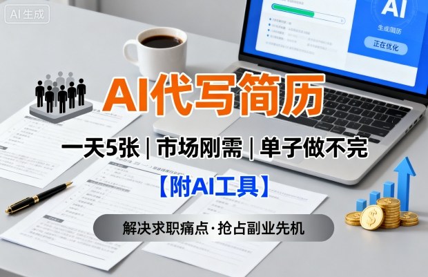 AI代写简历，一天5张，今年找工作难，市场刚需，单子做不完【附AI工具】-云深网创社