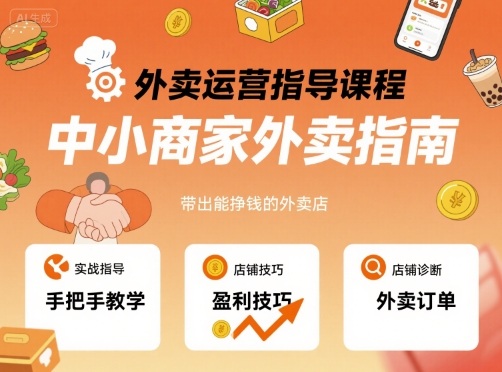 外卖运营指导课程，中小商家外卖指南，手把手带出能挣钱的外卖店-云深网创社