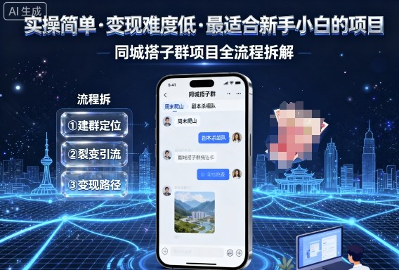 实操简单，变现难度低，最适合新手小白做的项目，每天轻松收入3张，同城搭子群项目全流程拆解-云深网创社