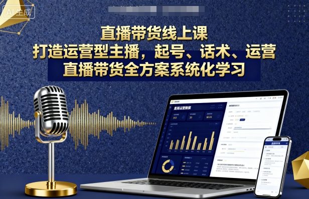 直播带货线上课，打造运营型主播，起号、话术、运营，直播带货全方案系统化学习-云深网创社