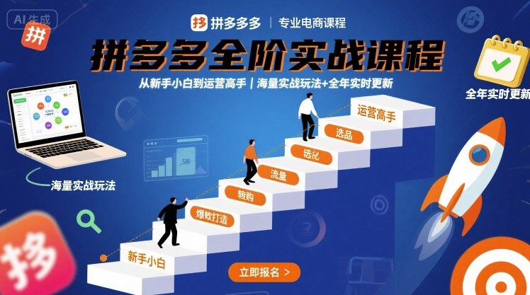 拼多多全阶实战课程，从新手小白到运营高手，海量实战玩法+全年实时更新【2025年9月更新】-云深网创社
