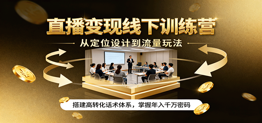 直播变现线下训练营，从定位设计到流量玩法，搭建高转化话术体系，掌握年入千万密码-云深网创社