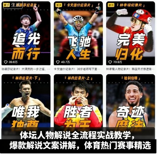体坛人物解说全流程实战教学，爆款解说文案讲解，体育热门赛事精选-云深网创社