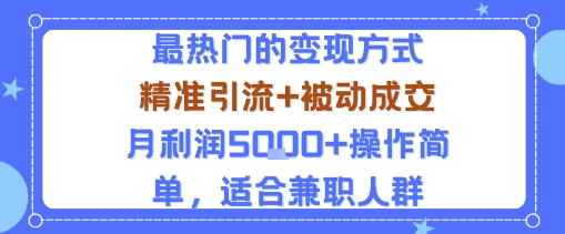 小众赛道玩法：当下最热门的变现方式，精准引流+被动成交月利润5k+操作简单，适合兼职人群-云深网创社