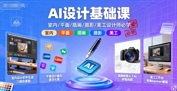 AI设计基础课，室内、平面、插画、摄影、美工设计师必学的-云深网创社