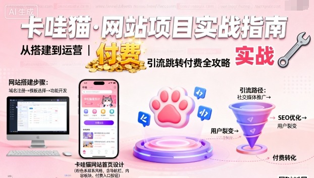 卡哇猫·网站项目，网站搭建与运营以及引流跳转付费-云深网创社