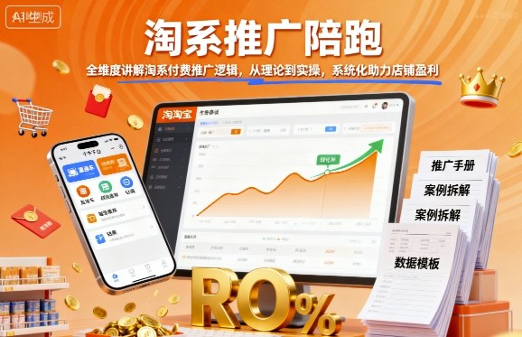 淘系推广陪跑，全维度讲解淘系付费推广逻辑，从理论到实操，系统化助力店铺盈利-云深网创社
