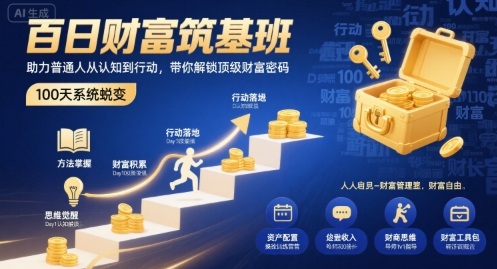 百日财富筑基班，助力普通人从认知到行动，带你解锁顶级财富密码-云深网创社
