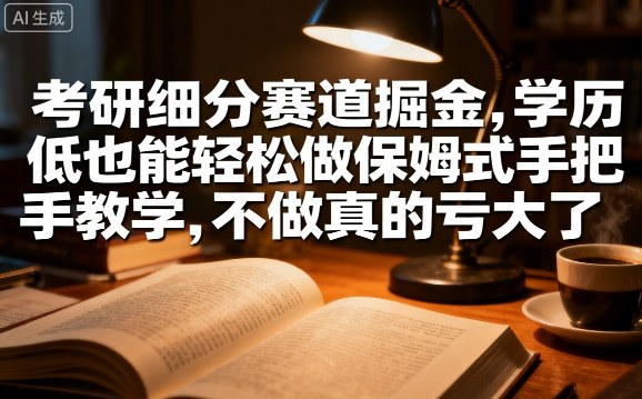 考研细分赛道掘金，日入1k+，学历低也能轻松做保姆式手把手教学，不做真的亏大了【揭秘】-云深网创社