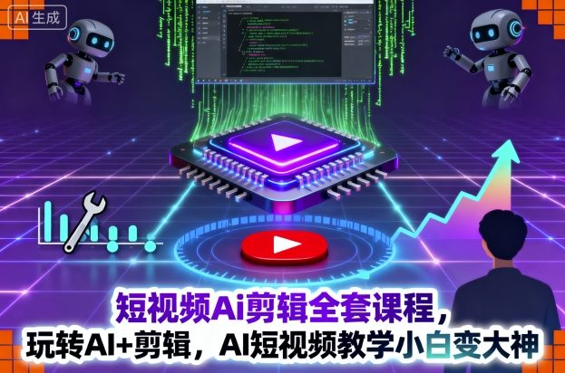 短视频Ai剪辑全套课程，玩转AI+剪辑，AI短视频教学小白变大神-云深网创社