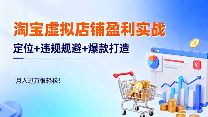 （16387期）淘宝虚拟店铺盈利实战：定位+违规规避+爆款打造，月入过万很轻松！-云深网创社