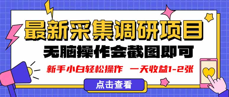（16155期）新版采集调研项目，截图上传即可，无脑操作，日收益1-2张-云深网创社