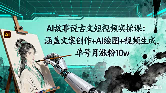 （16369期）AI故事说古文短视频实操课：涵盖文案创作+AI绘图+视频生成，单号月涨粉10w-云深网创社