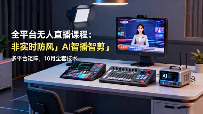 （16414期）全平台无人直播课程：非实时防风＋AI智播智剪＋多平台矩阵，10月全套技术-云深网创社