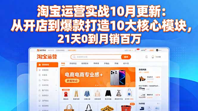 （16403期）淘宝运营实战10月更新：从开店到爆款打造10大核心模块，21天0到月销百万-云深网创社