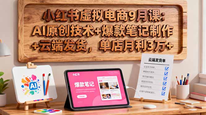 （16287期）小红书虚拟电商9月课：AI原创技术+爆款笔记制作+云端发货，单店月利3万+-云深网创社