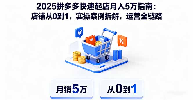 （16199期）2025拼多多快速起店月入5万指南：店铺从0到1，实操案例拆解，运营全链路-云深网创社