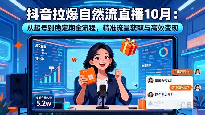 （16339期）抖音拉爆自然流直播10月：从起号到稳定期全流程，精准流量获取与高效变现-云深网创社