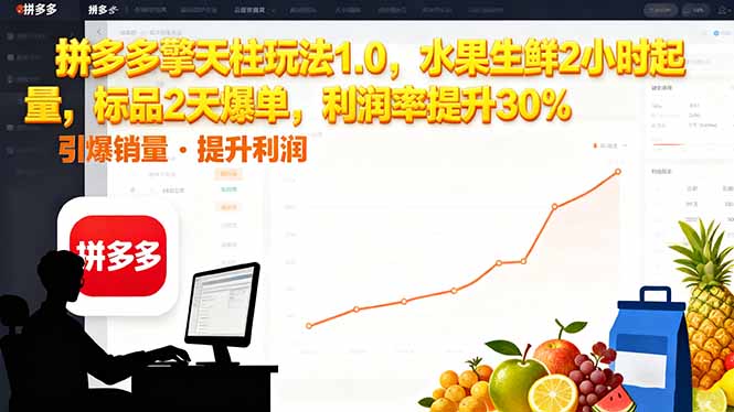（16429期）拼多多 擎天柱玩法1.0，水果生鲜2小时起量，标品2天爆单，利润率提升30%-云深网创社
