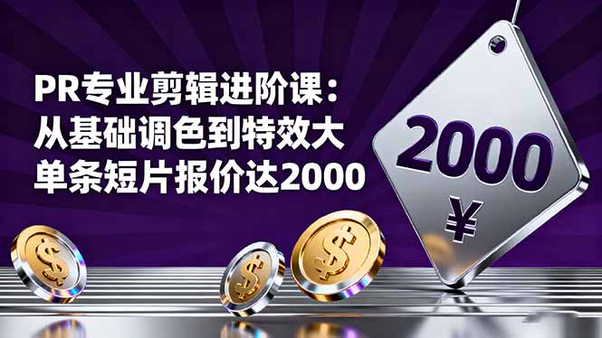 （16381期）PR专业剪辑进阶课：从基础调色到特效大片的进阶技能，单条短片报价达2000-云深网创社