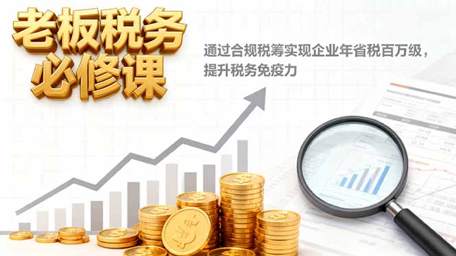 （16426期）老板税务必修课，通过合规税筹实现企业年省税百万级，提升税务免疫力-云深网创社