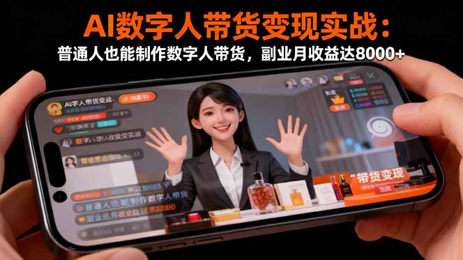 （16377期）AI数字人带货变现实战：普通人也能制作数字人带货，副业月收益达8000+-云深网创社
