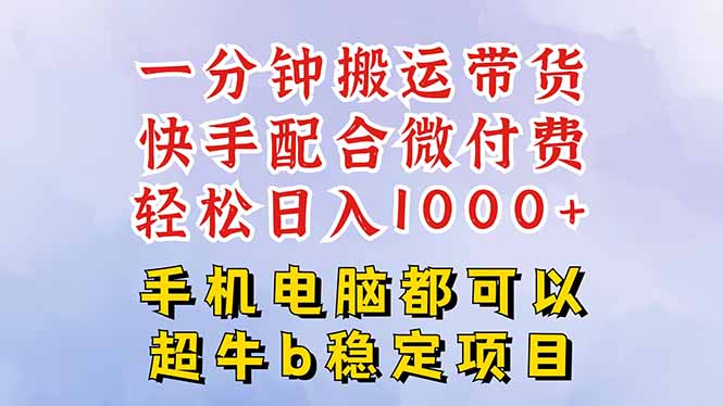 （16285期）快手黑科技一分钟搬运带货，一刀不剪过原创，微付费投流玩法，轻松日入...-云深网创社