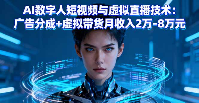 （16148期）AI数字人短视频与虚拟直播技术：广告分成+虚拟带货月收入2万-8万元-云深网创社