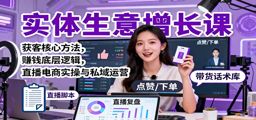 实体生意增长课：获客核心方法，赚钱底层逻辑，直播电商实操与私域运营-云深网创社