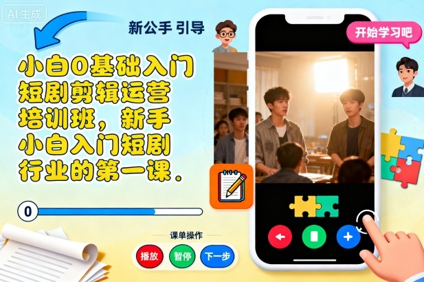 小白0基础入门短剧剪辑运营培训班，新手小白入门短剧行业的第一课-云深网创社