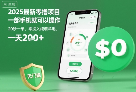 2025最新零撸项目，一部手机就可以操作，20秒一单，零投入纯薅羊毛，无门槛，一天200+【揭秘】-云深网创社