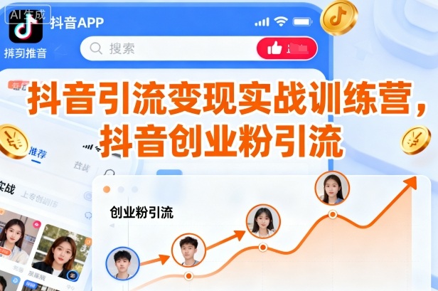 抖音引流变现实战训练营，抖音创业粉引流-云深网创社