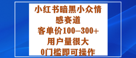 小红书暗黑小众情感赛道，客单价100-300+用户量很大，0门槛即可操作-云深网创社
