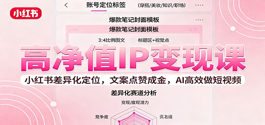 高净值IP变现课：小红书差异化定位，文案点赞成金， AI高效做短视频-云深网创社