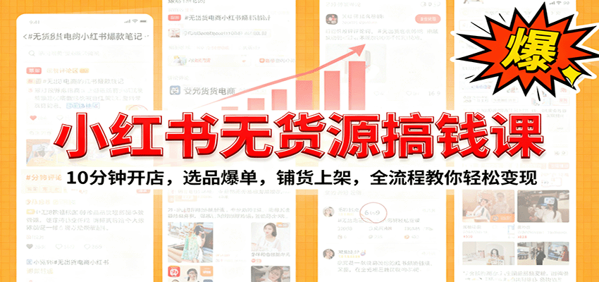 小红书无货源爆单课：10分钟开店，选品爆单，铺货上架，全流程教你轻松变现-云深网创社