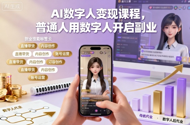 AI数字人变现课程，普通人用数字人开启副业-云深网创社