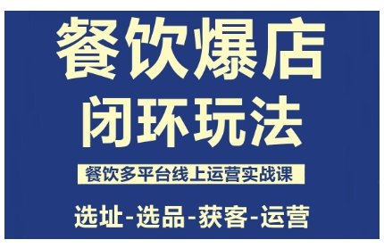 餐饮爆店闭环玩法，餐饮多平台线上运营实战课，选址-选品-获客-运营-云深网创社