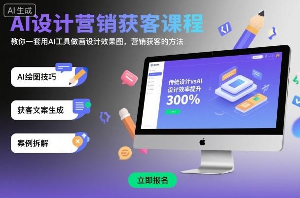 AI设计营销获客课程，教你一套用AI工具做画设计效果图，营销获客的方法-云深网创社