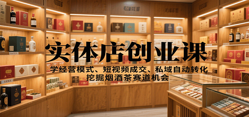 实体店创业课：学经营模式、短视频成交、私域自动转化，挖掘烟酒茶赛道机会-云深网创社
