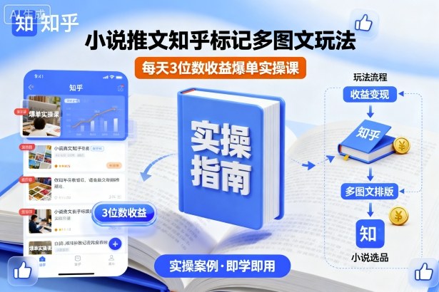 小说推文知乎标记多图文玩法，每天3位数收益爆单实操课-云深网创社