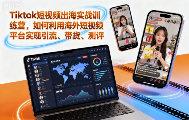 Tiktok短视频出海实战训练营，如何利用海外短视频平台实现引流、带货、测评-云深网创社