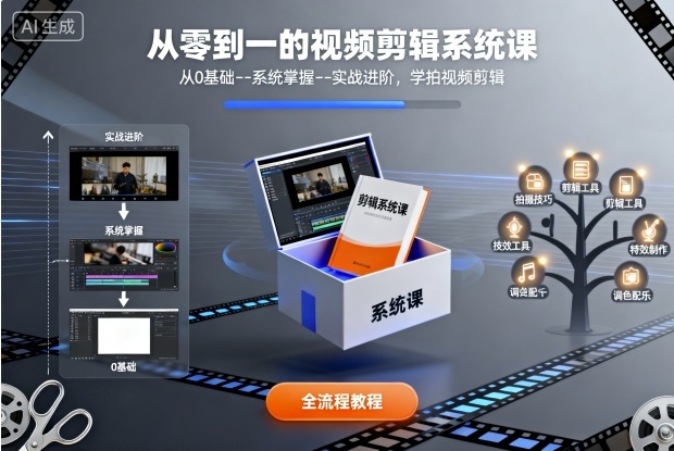 从零到一的视频剪辑系统课，从0基础–系统掌握–实战进阶，学拍视频剪辑-云深网创社