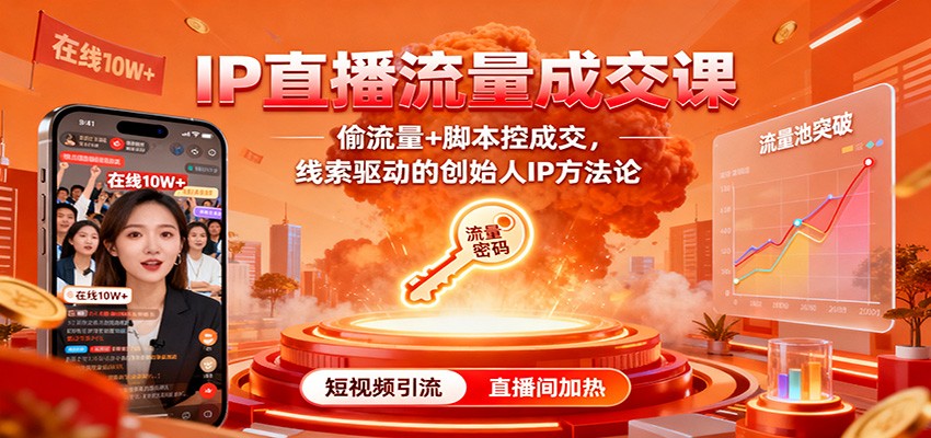 IP直播流量成交课：偷流量+脚本控成交，线索驱动的创始人IP方法论-云深网创社
