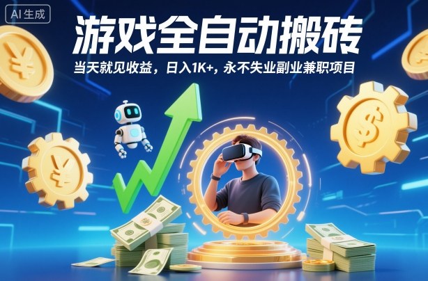 游戏全自动搬砖，当天就见收益，日入1K+，永不失业副业兼职项目【揭秘】-云深网创社
